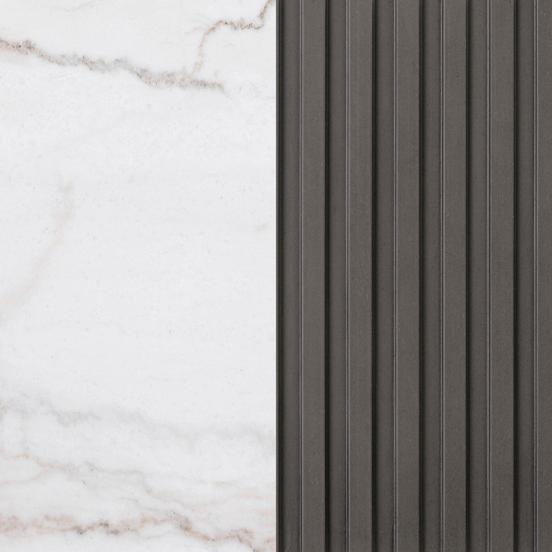 Table de bout Yamiko à plateau rond en marbre blanc et gris anthracite, Gris anthracite