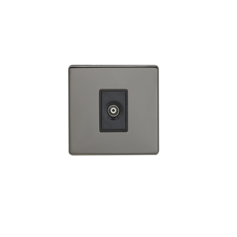 6Mm Slim Profile - TV Socket, Black Nickel