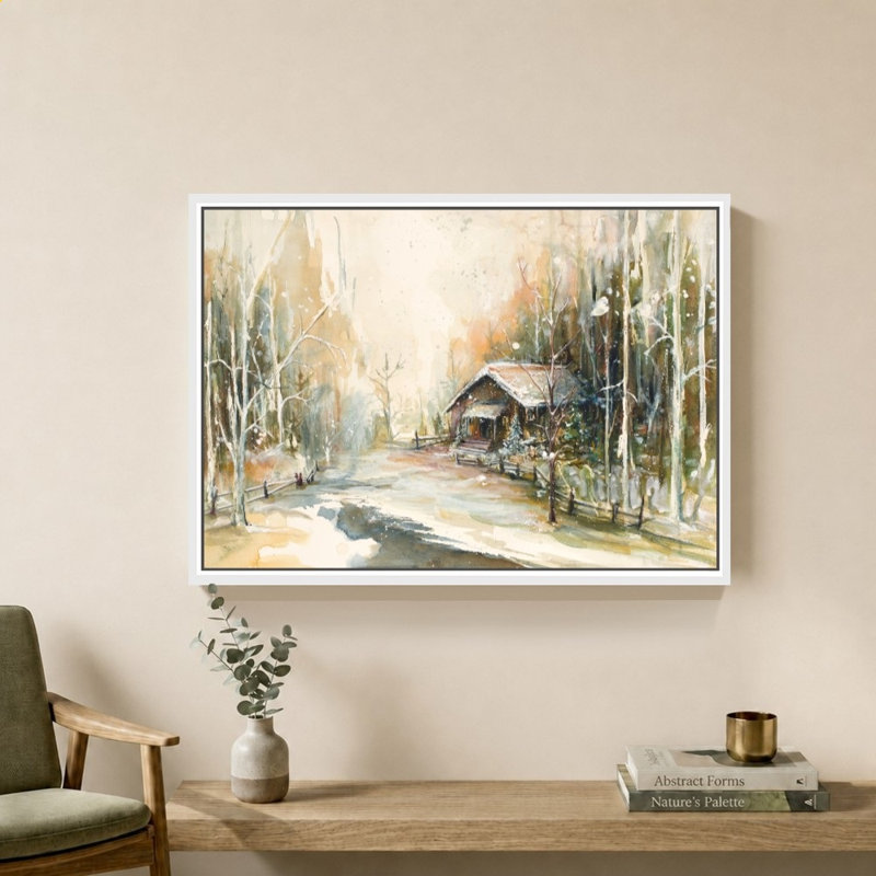 «Cabin In Snowy Woods» par Diannart - Impression sur toile