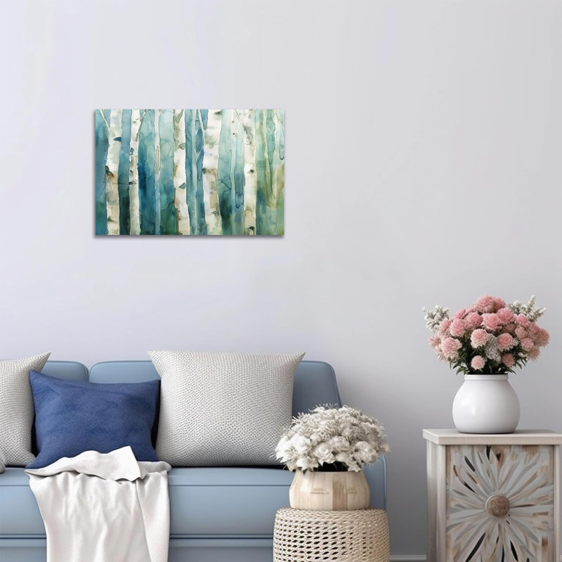 Reproduction d'art sur toile grande forêt de bouleaux d'hiver, H 24 po x l 36 po