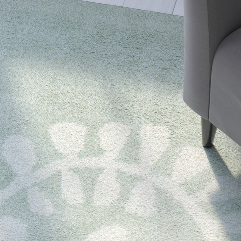 Andersen Hand-Tufted Wool Silver/Light Blue Area Rug, Rectangle 6' x 9'