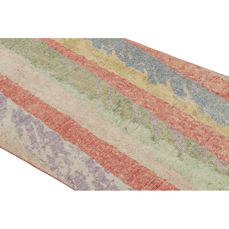 Rug & Kilim’S Modern Abstract Runner Rug With Polychromatic Geometric Patterns