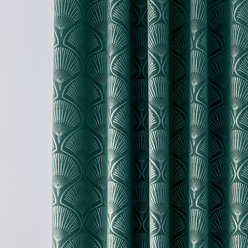 Art Deco Pearl Lined Eyelet Curtains, 66cm Width x 183cm Drop
