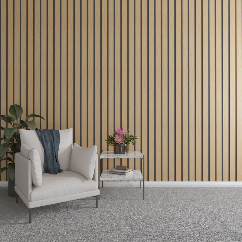 Adjustable Wood Slat Wall Panel Kit, 1"W x 47"H x 0.25"T, Maple