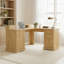 Bureau en L 59 po cannelé avec station de charge et armoire de rangement 59 po Modern