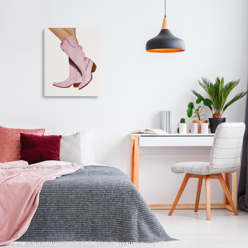 «Pastel Pink Cowgirl», art mural sur toile par Saba Rauf, H 30 po x l 24 po