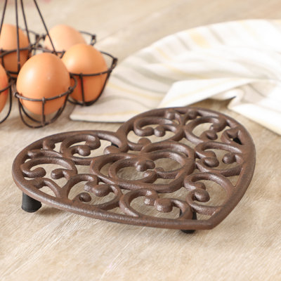 Agate Ceramic Jute Leather Crystal Round 1 Piece Trivet Set