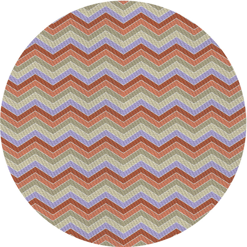 Tapis rouge / gris Cayce, Rond 6 pi