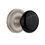 Rope Rosette with Black Porcelain Door Knob