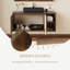 Meuble-lavabo mural brun noyer 36 po, armoire flottante moderne Mid-Century avec portes à lattes cannelées, comptoir en pierre frittée noire et vasque en céramique noire-626462343-610633025