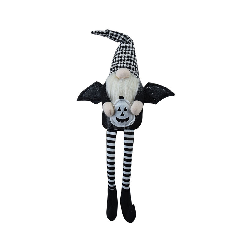 Ensemble de 2 gnomes noirs en tissu assis avec des ailes, décoration d'Halloween par Bruce
