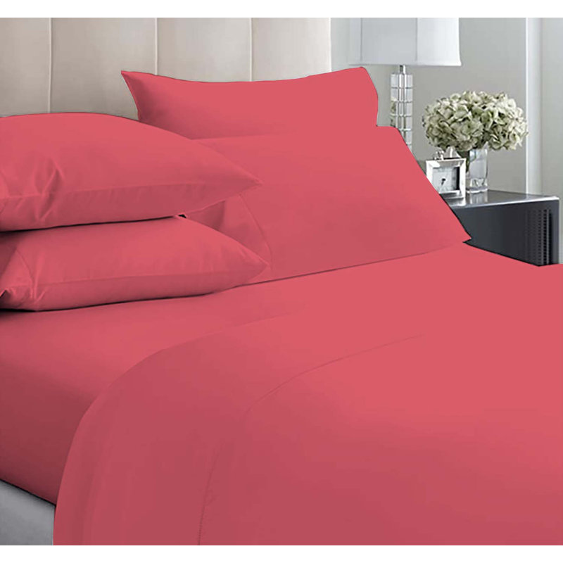 6-Piece Premium Deep Pockets Microfiber Sheet Set, Full, Salmon Pink