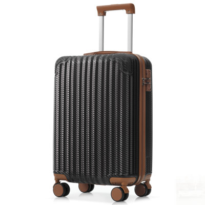 Ensemble 6 pièces de valise rigide en ABS avec roues pivotantes, verrou TSA, crochets latéraux, sacs de transport légers et à carreaux