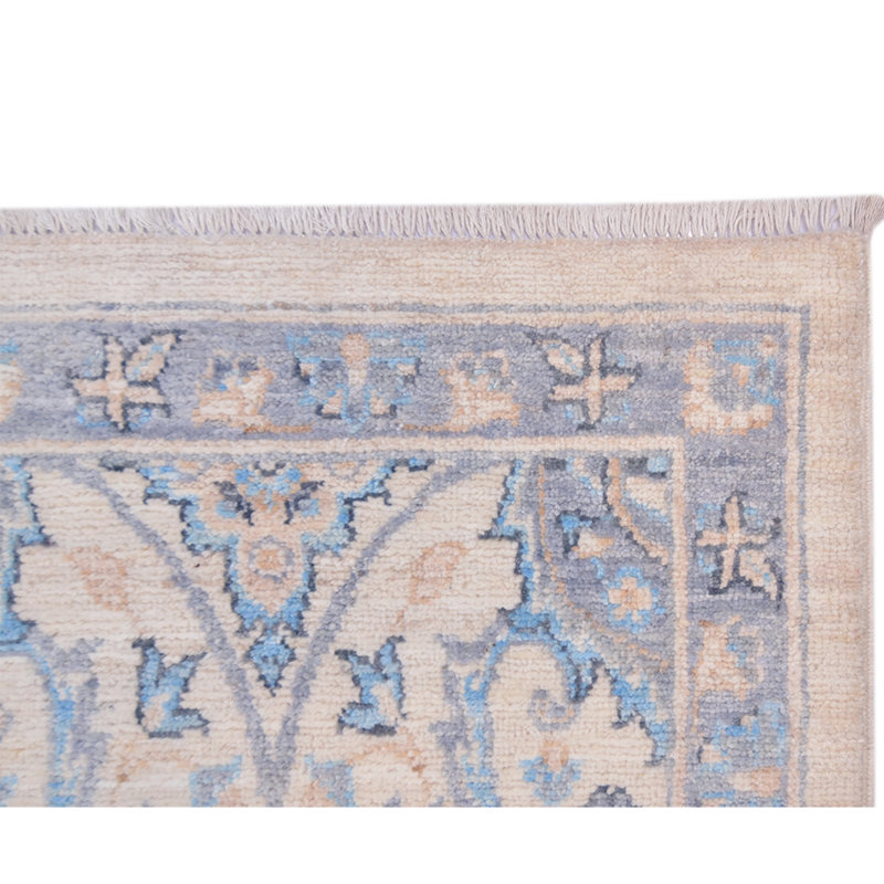 Tapis bleu clair / beige de haute qualité noué à la main Ziegler 3000