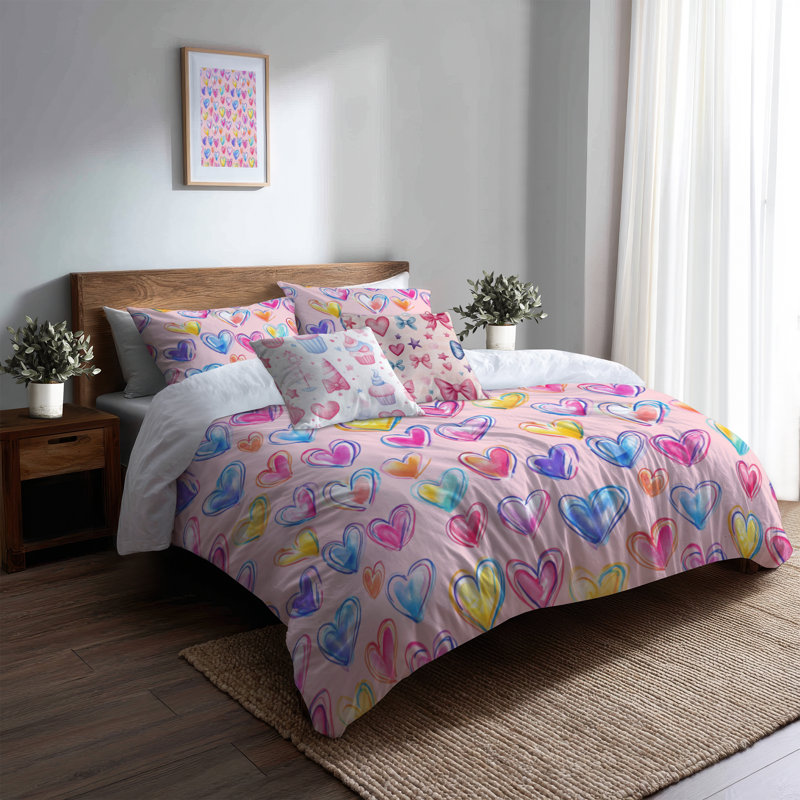 Ensemble de housse de couette et coussin décoratif Teens Love, Housse de couette très grand + 4 pièces supplém