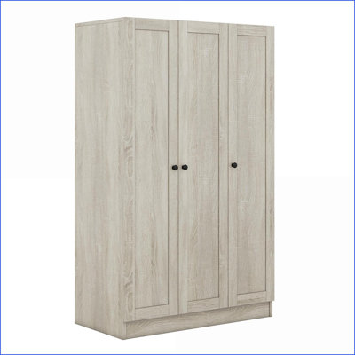 Wardrobes, Modern 3-Door Shutter Wardrobe with Shelves & Hanging Rail | Gray | MDF by Latitude Run