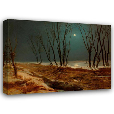 «Landscape in Winter at Moonlight» par Carl Blechen - Art mural sur toile tendue avec châssis
