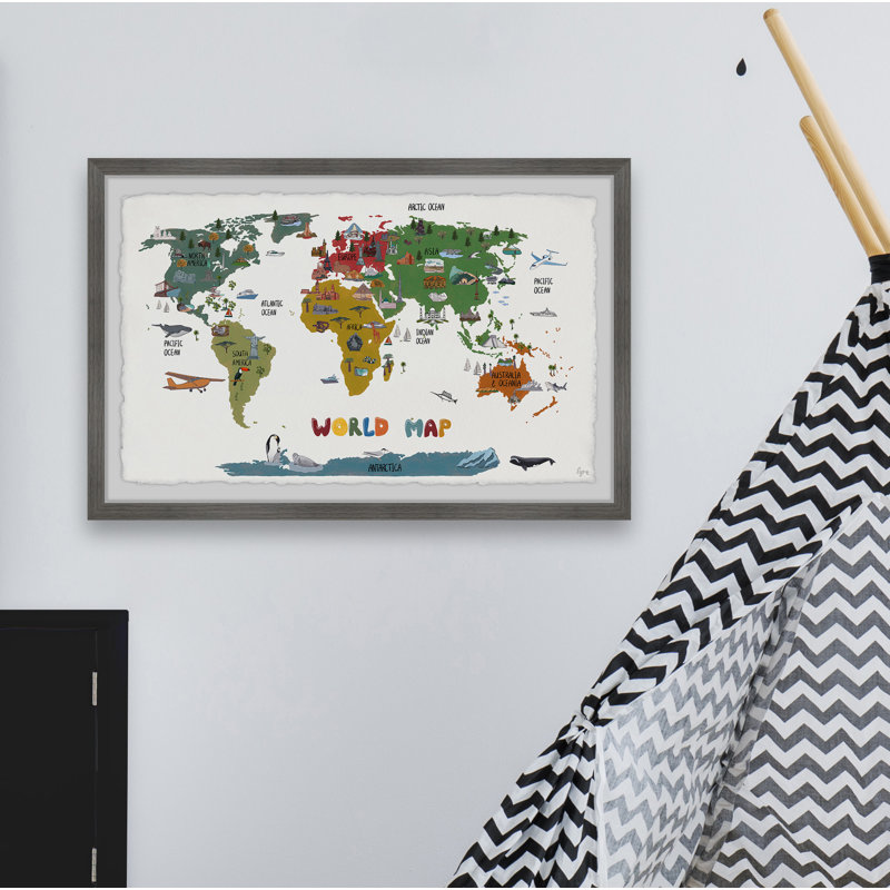 World destination, reproduction encadrée, H 20 po x l 30 po x P 1,5 po