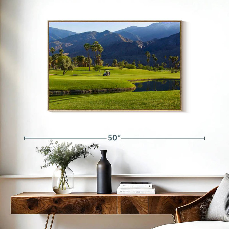 Palm Springs Golf Course, 37 po x 25 po, Cadre flottant en bois naturel