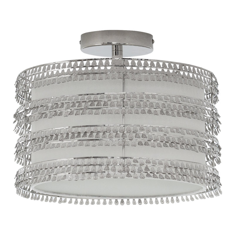 Plafonnier à abat-jour cylindrique argent 13,375 po Quigley