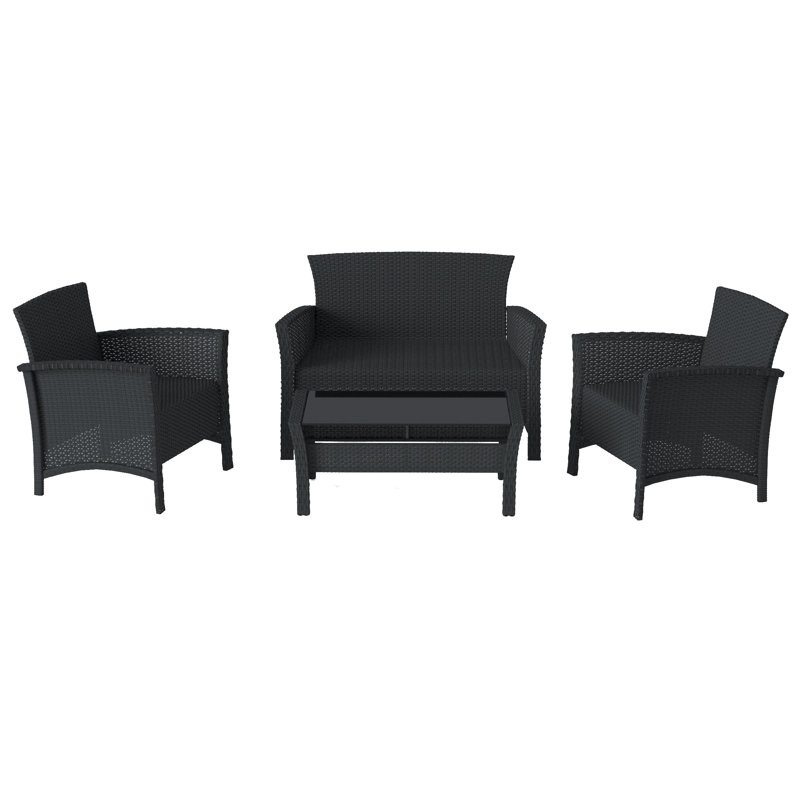 Socwell 4 - Person Patio Conversation Set, Black Resin