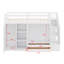 Lit mezzanine avec tablettes, armoires et tiroirs-644738547