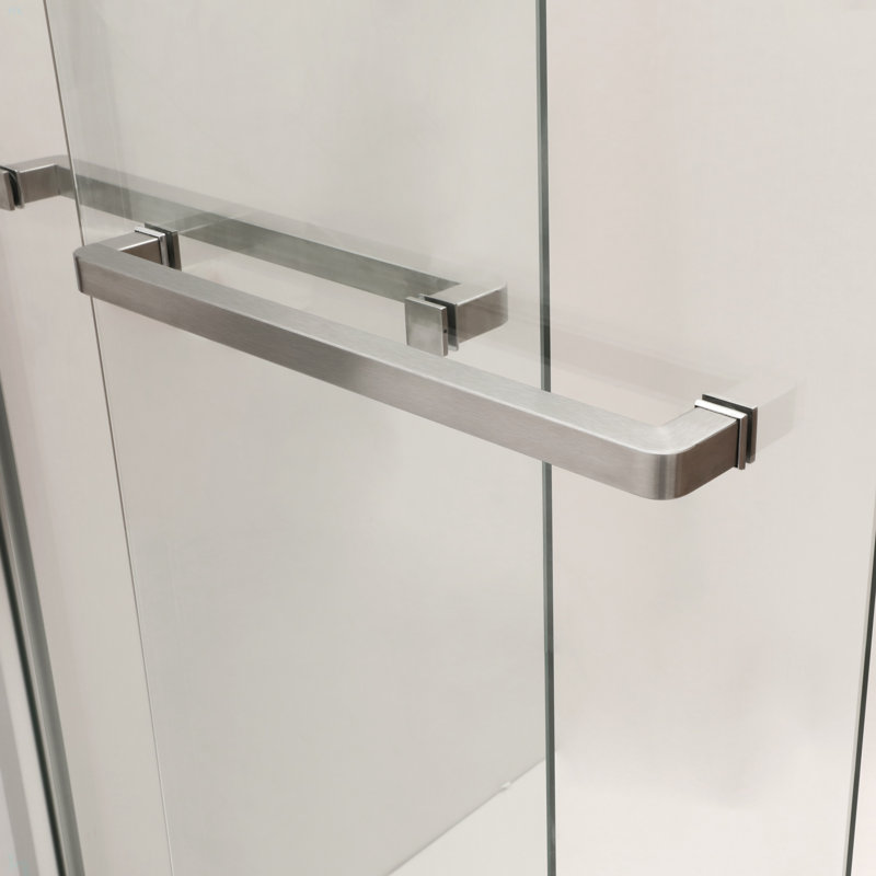 Paroi de douche coulissante semi-sans cadre, Nickel brossé