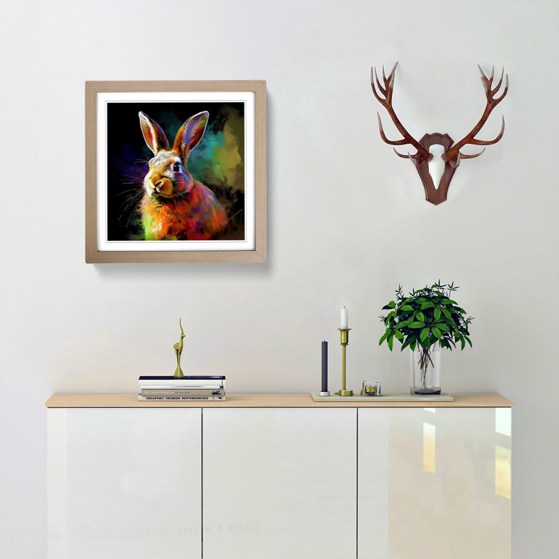 Rabbit Digital No.1 - Framed Print, Oak