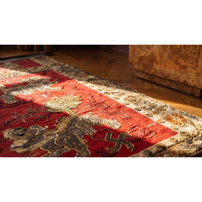 Antique Textile Chinese Allover Red 1925 Rug