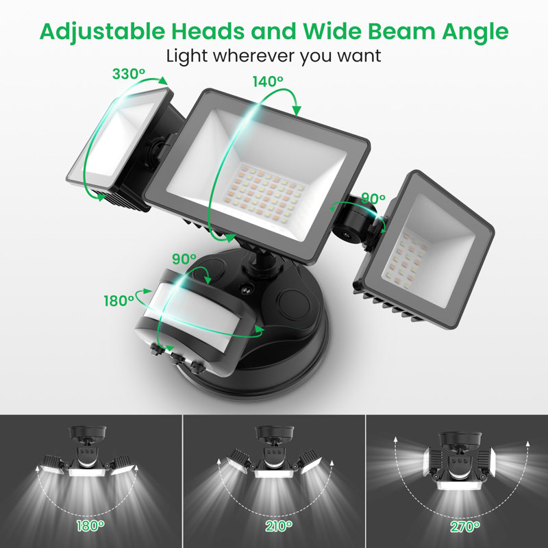 40W LED Outdoor Security Flood Light With Motion Sensor Manual Control