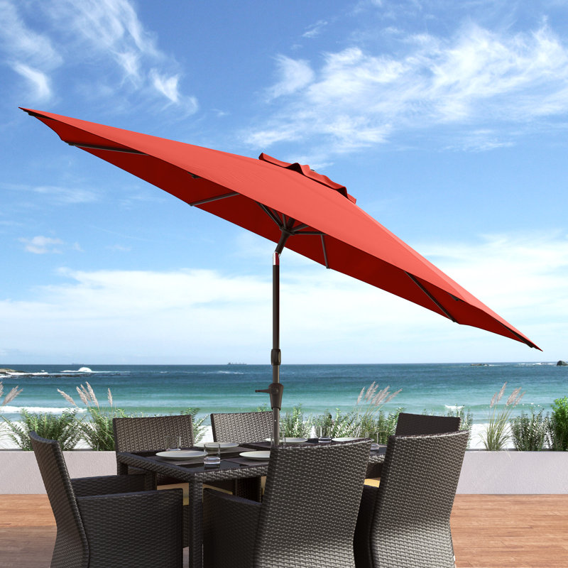 Parasol de patio inclinable 10 pi résistant aux rayons UV, Rouge cramoisi