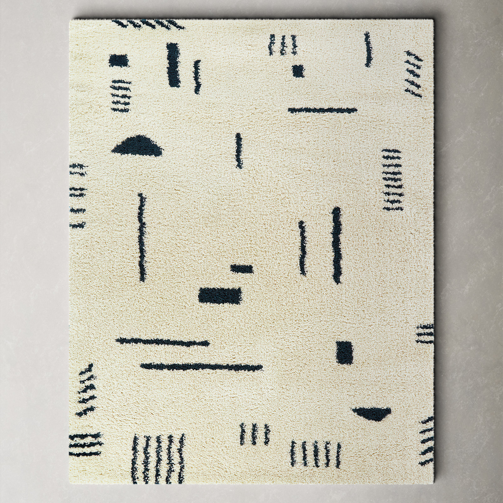 Morin Cream/Navy Rug, Rectangle 4'4" x 6'