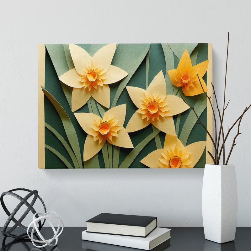 Pleasing Daffodil Flowers - Wrapped Canvas, 35cm H x 50cm W x 3cm D