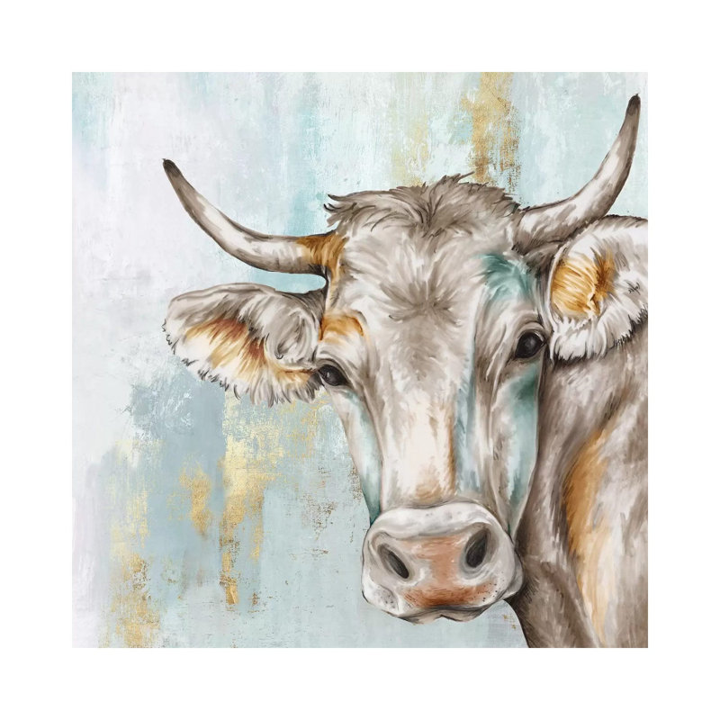 «Headancher Cow» - reproduction d'art, H 18 po x l 18 po x 1,5 po, Toile tendue