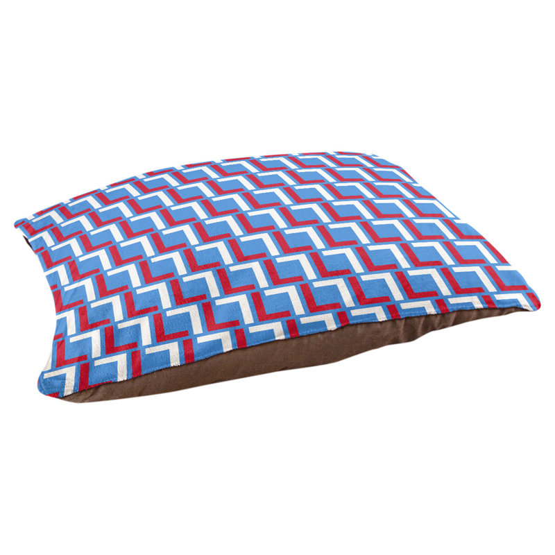 Coussin pour chien Brossard, Petit (l 28 po x P 18 po x H 4 po), Bleu clair / rouge / blanc