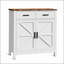 Armoire de rangement Modern Farmhouse avec 2 tiroirs et 2 portes, polyvalente pour le salon et la salle à manger, blanc