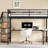 Adonia Size Metal Loft Bed With L-Shaped Desk, USB, LED, And Wardrobe, Ideal For Space-Saving And Multifunctional Living-1143045083