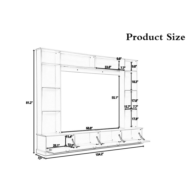 Large Wall Unit Entertainment Center, Black