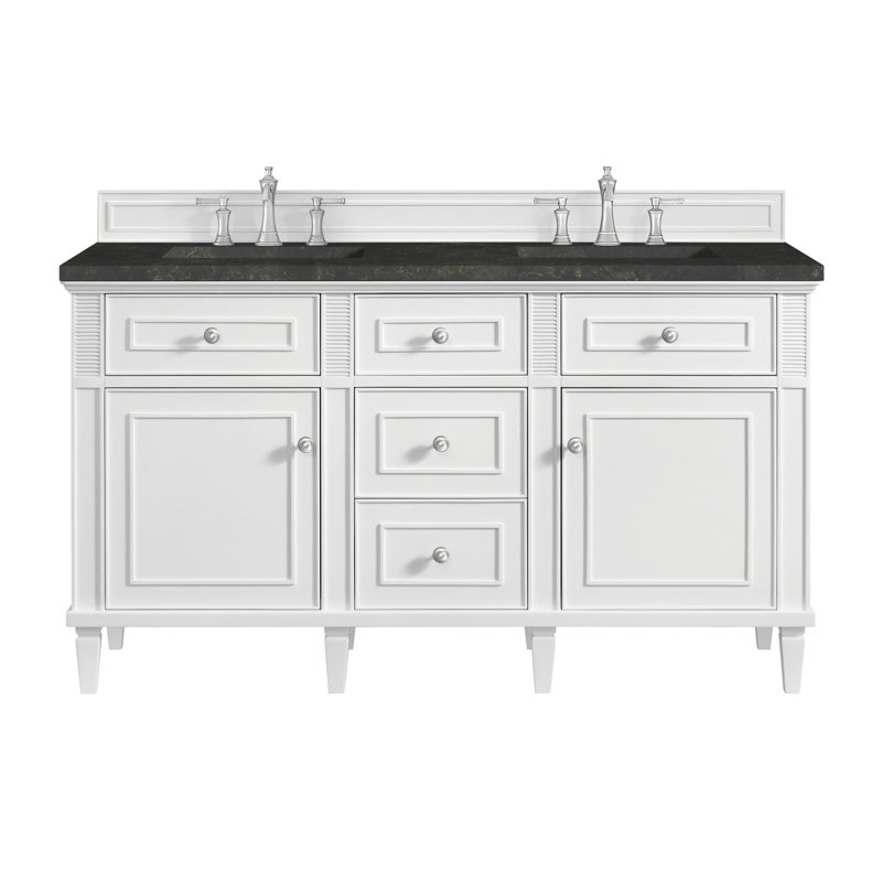Lorelai 60" Double Bathroom Vanity Set, Bright White, Phantome Eclos, 8" Widespread