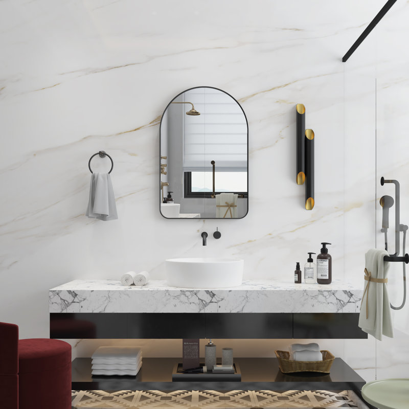 Miroir de salle de bain Morden, Noir mat, 36 po x 24 po