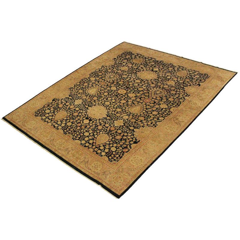 Tapis de surface en laine noir/brun 9 pi 1 po x 12 pi 5 po "one-of-kind" à la main noué la Roby