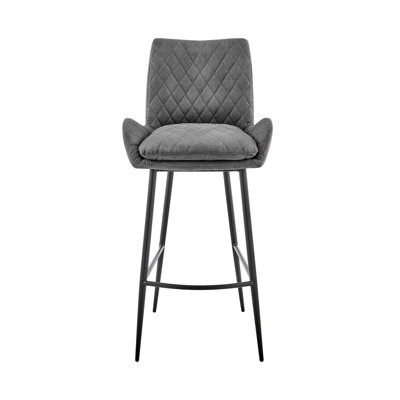 Tabourets de bar confortables au fini gris anthracite, finition en métal, sièges de maison modernes