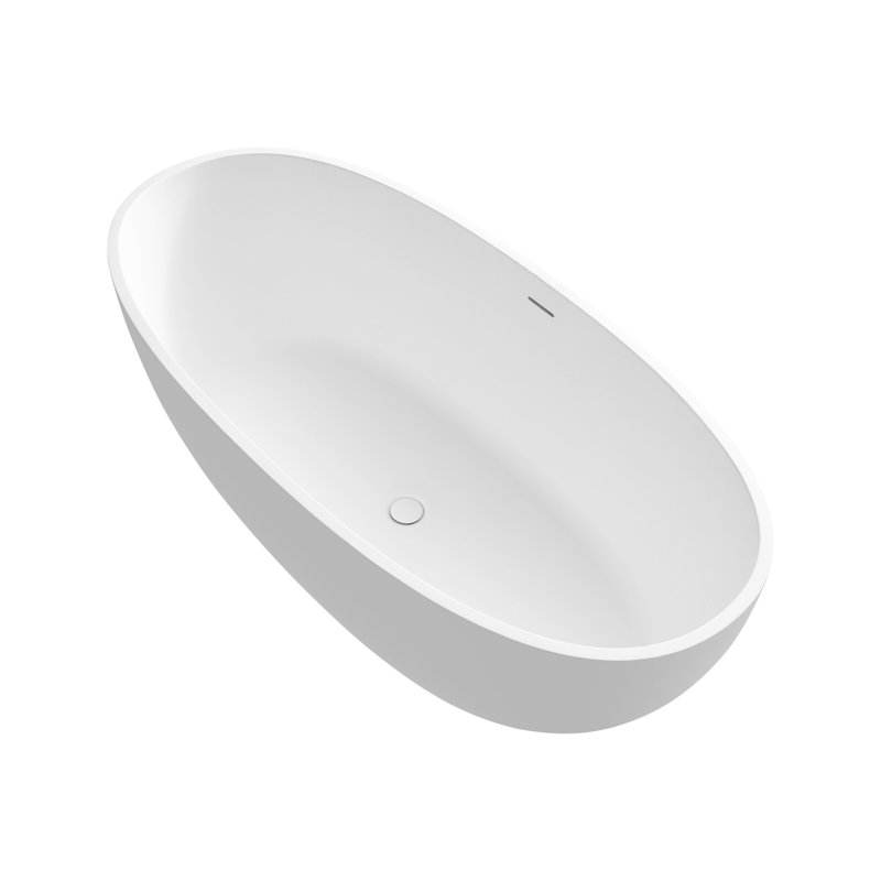 61" Deep Soaking Bathtub Of Solid Surface, Elegant Matte White Color, Contour, Advanced Insulation, Ultra- And Comfortable For Use 61-Inch Surface Soaking, With Style Feature, Composite, Skin- Easy