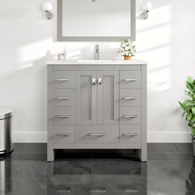 Meuble-lavabo avec comptoir et sous-comptoir en porcelaine Ethyn l 36 po x P 18 po