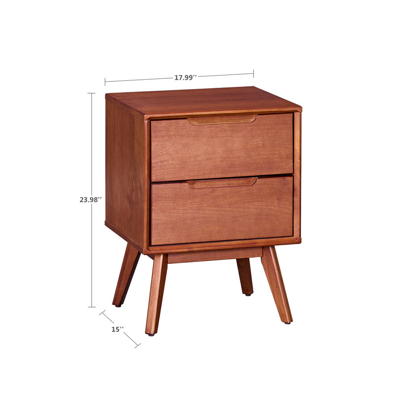 Ormond 2-Drawer Solid Wood Nightstand in Cherry