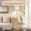 Lampes sur pied dorées à intensité variable pour le salon, ampoule à DEL de 11 W incluse, lampe sur pied avec marbre, grand lampadaire avec abat-jour en lin blanc pour chambre à coucher