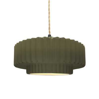 Gela 1-Light Ceramic and Metal Drum Pendant