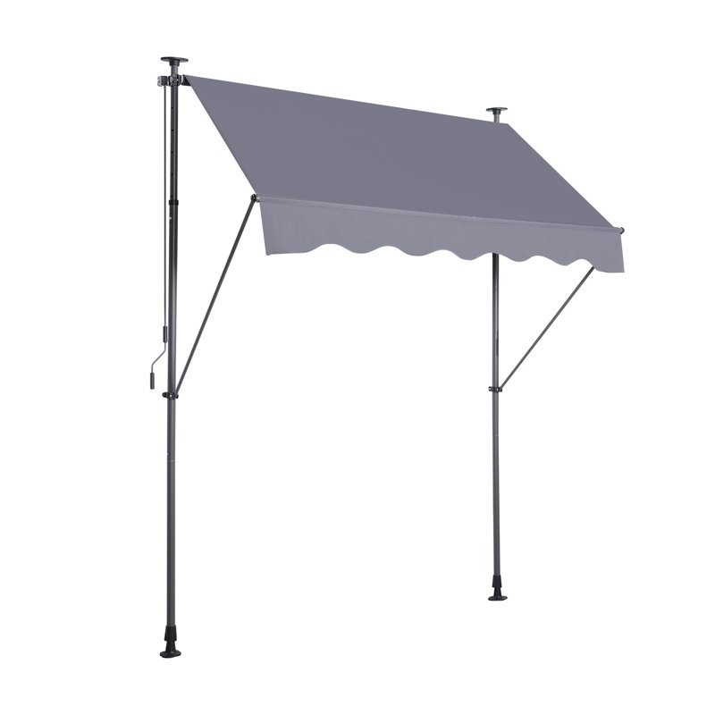 Outdoor Patio Sun Shade - 118'' Awning With Water Resistance And Privacy Curtain Feature Addition Uv80+ Protection Canopy Fabric Frame