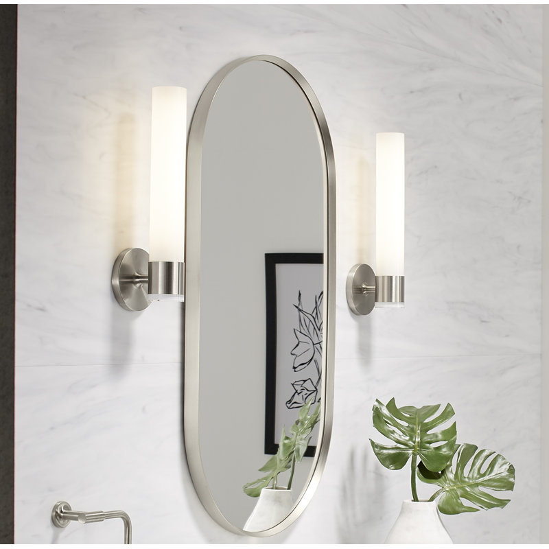 Essential Decorative Bathroom / Vanity Mirror, Brushed Nickel, 36" x 18"