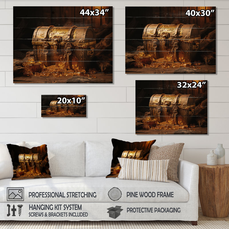 Pirates Gold Treasure I - pirate sur bois, H 24 po x l 32 po x P 0,78 po